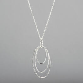 Design Collection Silver Plated 3 Oval Pendant Necklace