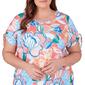Plus Size  Alfred Dunner Neptune Beach Knit Whimsical Floral Tee - image 2