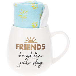 Pavilion Mug and Sock Set with Friends Brighten The Day Phrase