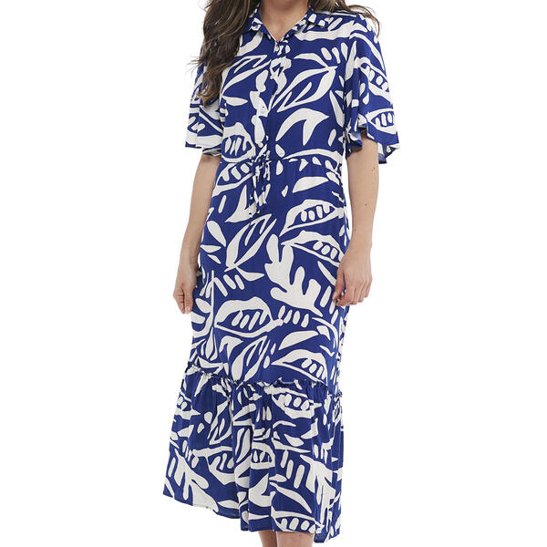 Womens Absolutely Famous Flutter Sleeve Floral Maxi Dress
