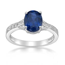 Sterling Silver Ring w/ Created Sapphire & White Topaz