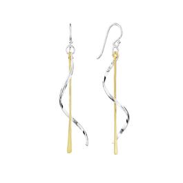 Athra Fine Silver Plated Two-Tone Drop Earrings