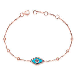 Gemstone Classics&#40;tm&#41;14kt.  Evil Eye Turquoise Diamond Bracelet