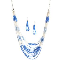 Ashley Cooper&#40;tm&#41; Tonal Blue Multi-Row Necklace & Earrings Set