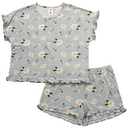 Juniors Sleep & Co. Short Sleeve Daisies Shorty Pajama Set