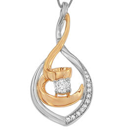 Espira 10kt. Two-Tone Spiral Link Diamond Pendant Necklace