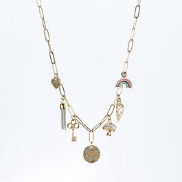Ashley Gold Plated Multi Charm Necklace