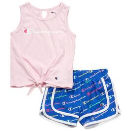 Girls &#40;4-6x&#41; Champion&#40;R&#41; Tie Front Tank Top & Woven Shorts Set