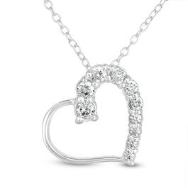 Forever New Sterling Silver Cubic Zirconia Open Heart Pendant