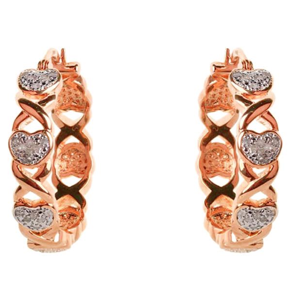 Gianni Argento Rose 1/4ctw. Diamond Heart Hoop Earrings - image 
