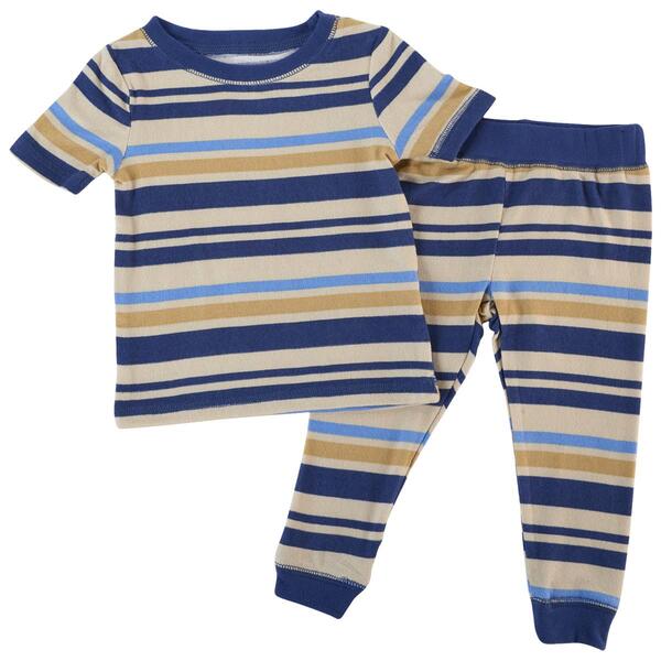 Toddler Boy Sleep On It&#40;R&#41; Short Sleeve Stripe Pajama Set w/ Crews - image 