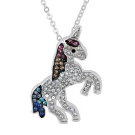 Crystal Kingdom Silver-Tone Multicolor Unicorn Pendant
