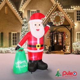 Puleo International 6ft. Lighted Blow-Up Inflatable Santa Claus