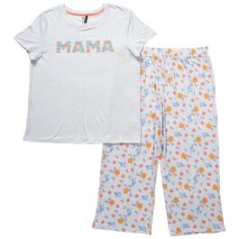 Womens Jaclyn Short Sleeve Mama Flowers Capri Pajama Set