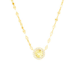Gianno Argento Gold Plated Round Halo Necklace