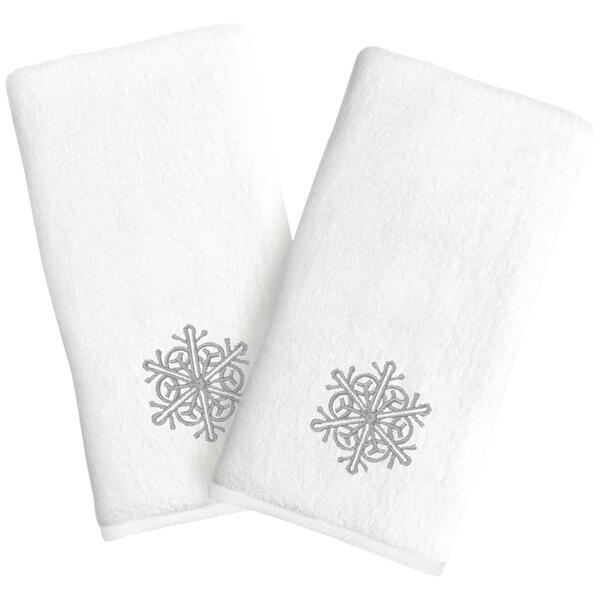 Linum Home Textiles Embroidered Luxury Snowflakes Hand Towels - image 