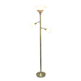 Lalia Home Classic 2 Read Light Glass Shade Torchiere Floor Lamp
