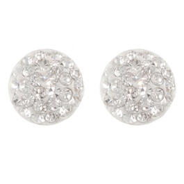 Pave Crystal/Sterling Silver Clear Half Ball Stud