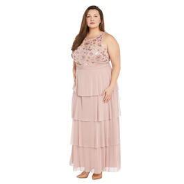 Plus Size R&M Richards Sleeveless Embellished Top Tier Gown