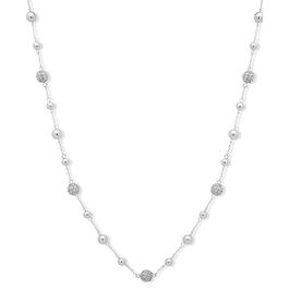 Chaps Silver-Tone & Clear Stationed Fireball Necklace
