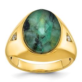 Mens Gentlemens Classics&#40;tm&#41; 14kt. Gold Emerald & Diamond Ring