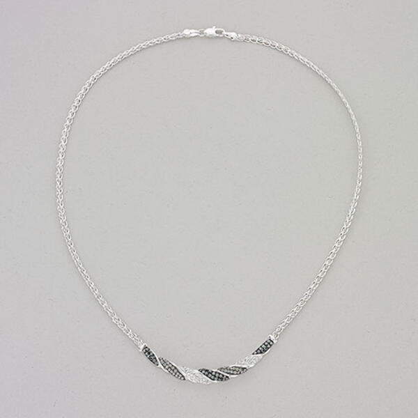 Silver Plated Brass Shades of Black Crystal Necklace - image 