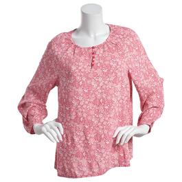 Petite Architect&#40;R&#41; 3/4 Sleeve Floral Peasant Henley