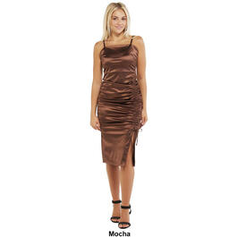 Juniors Almost Famous&#8482; Satin Asymmetrical Ruched Cami Midi Dress