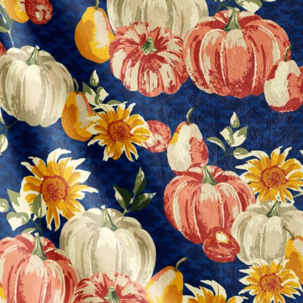 Spirit Linen Home&#8482; Velvet Harvest Navy Pumpkin Throw Blanket