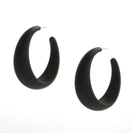 Ashley Cooper&#40;tm&#41; Jet Silicone Coated Wide Tapered Hoop Earrings
