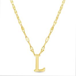 Sterling Silver Gold Polished L Initial Pendant Necklace