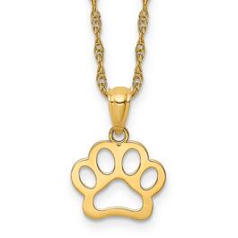 Gold Classics&#40;tm&#41; Yellow Gold Dog Paw Pendant Necklace