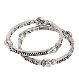 Ruby Rd. Silver-tone 2.5in. Narrow Bracelets - Set of 2