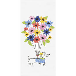 Flying Puppy Bouquet Print Kitchen Towel