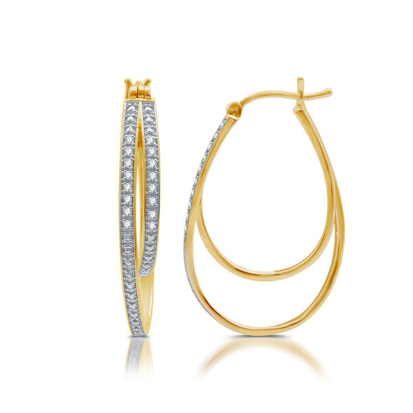 Diamond Classics&#8482; 1/10ctw. Diamond Gold & Silver Hoop Earrings