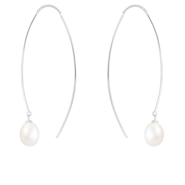 Splendid Pearl Sterling Silver Pearl Threader Earrings - image 