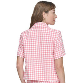 Womens Tommy Hilfiger Short Sleeve Button Front Gingham Jacket