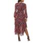 Womens MSK Long Sleeve V-Neck Floral  Asymmetric Hem Midi Dress - image 2