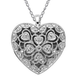 Splendere Cubic Zirconia Heart Locket Necklace