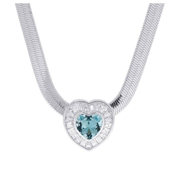 Gianni Argento Blue Topaz & Cubic Zirconia Heart Necklace - image 