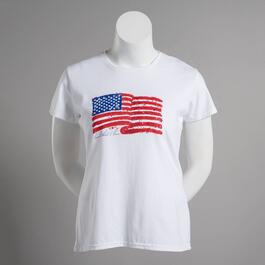 Womens Home of the Brave Speckle Flag USA Tee