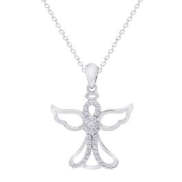Sterling Silver Cubic Zirconia Angel Pendant Necklace