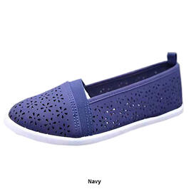 Womens Ashley Blue Perforated Slip-On Comfort Flats