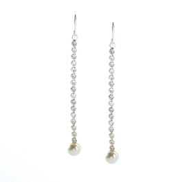Rosa Rhinestones Linear Pearl Drop Earrings