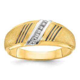 Mens Gentlemens Classics&#40;tm&#41; 14kt. Gold Rhodium Stripe Diamond Ring