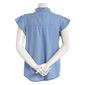 Womens New Direction Ruffled Neck Casual Button Down Top - Denim - image 2