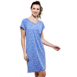 Plus Size White Orchid Flutter Sleeve Blueberry Buds Nightshirt