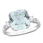 White Gold White Sapphire & Aquamarine Cocktail Ring w/ Diamonds - image 1