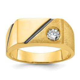 Mens Diamond Classics&#40;tm&#41; 10kt. Gold Rhodium Stripe Diamond Ring