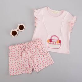Toddler Girl BTween&#40;R&#41; 3pc Purse Top & Paperbag Shorts w/Sunglasses